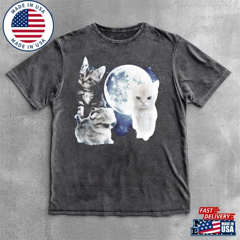Moon Cat Graphic T-Shirts Retro T-Shirt Lovers Funny Tee Unisex